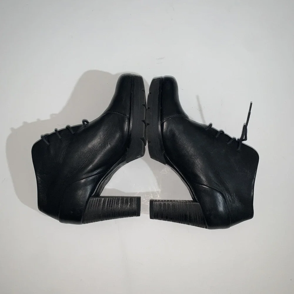 Paul Green Boots Womens UK 3.5 Black Leather Ankle Block Heel Booties US 6